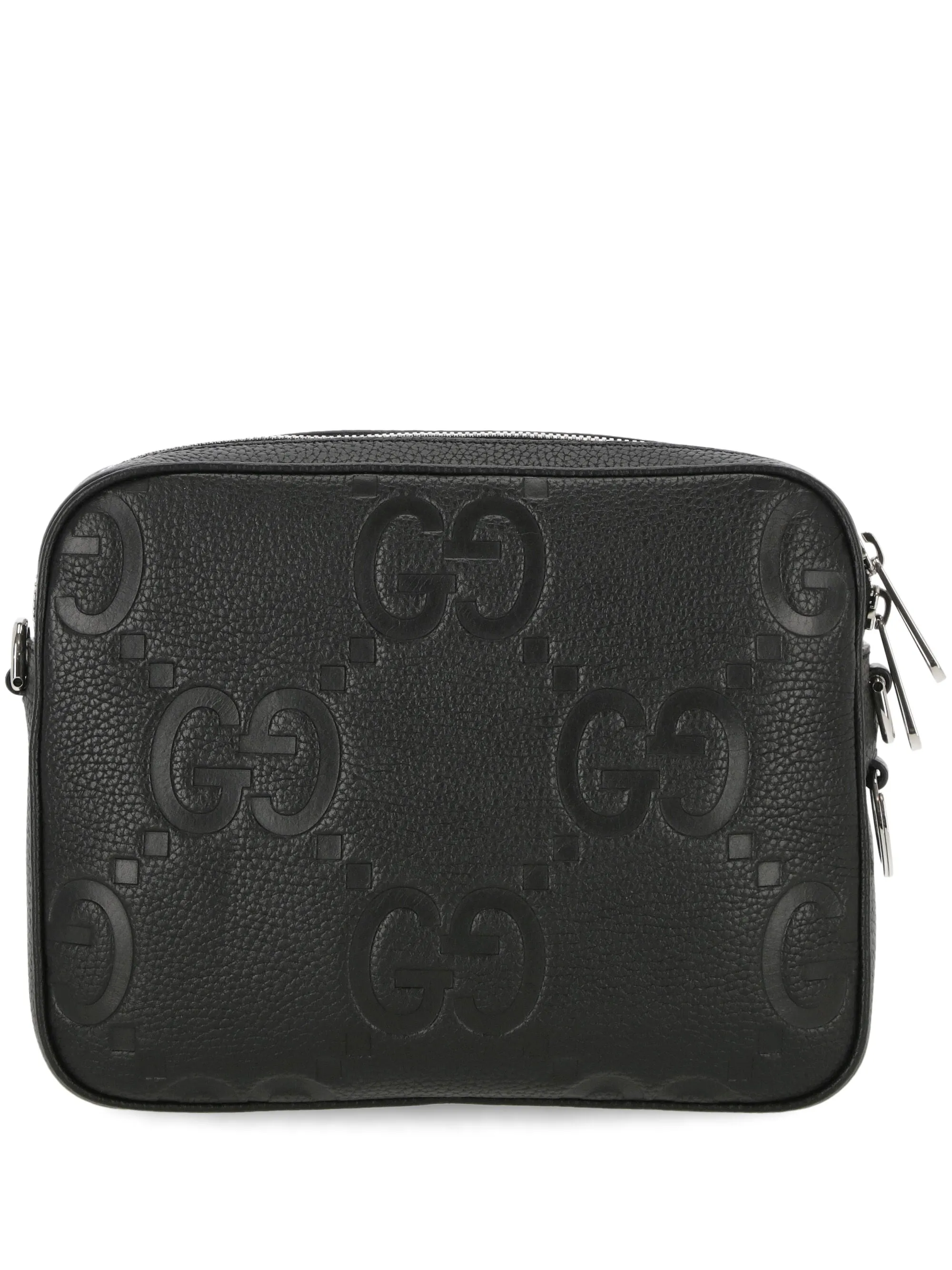 Black Grained Leather Shoulder Bag