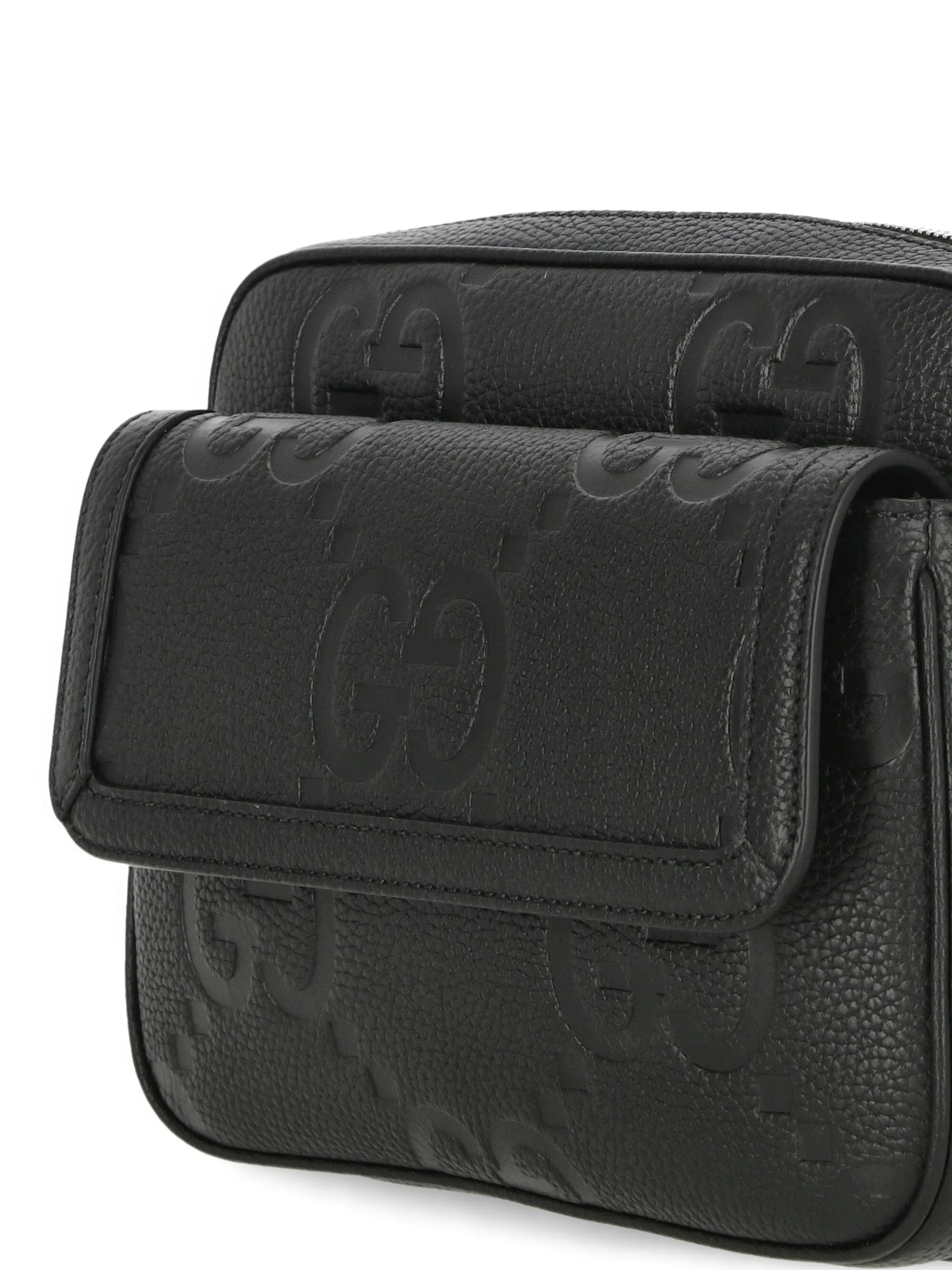 Black Grained Leather Shoulder Bag