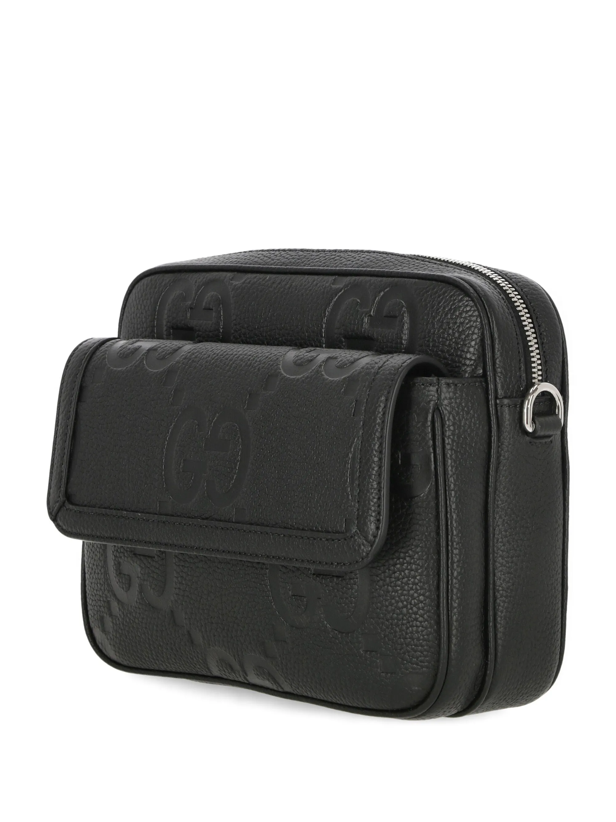 Black Grained Leather Shoulder Bag