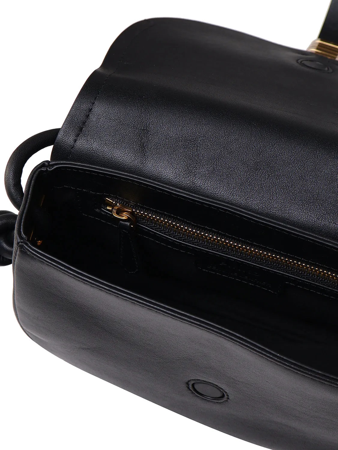 Black Leather Shoulder Bag with Knots