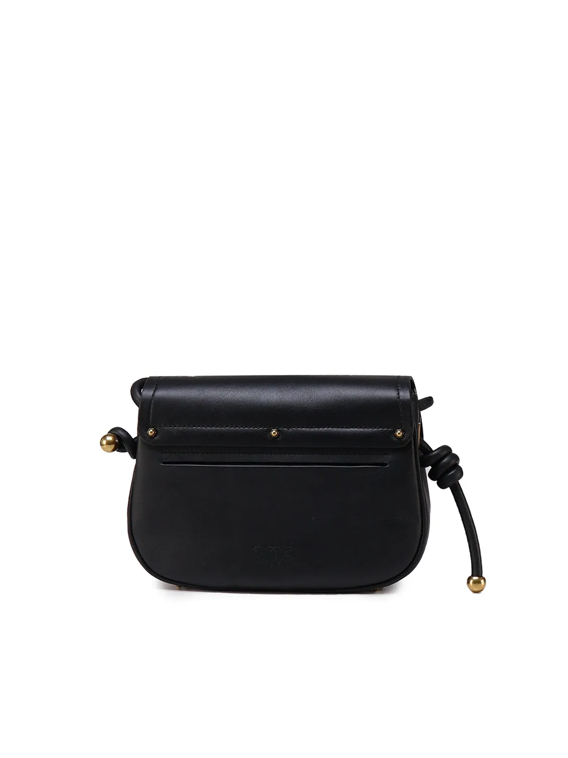 Black Leather Shoulder Bag with Knots