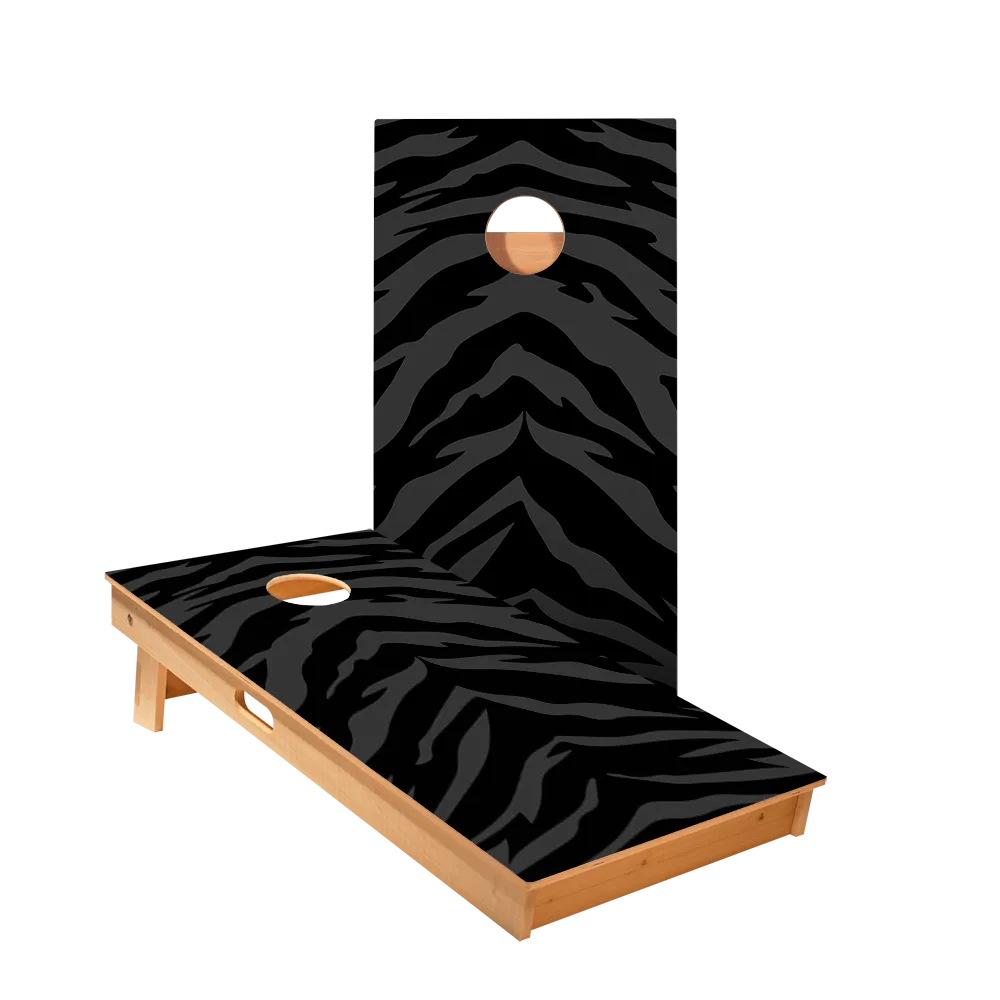 Black Tiger Stripes Star Cornhole Boards