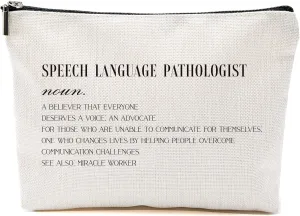 Blue Leaves Speech Therapy Gifts, Speech Therapist Gift for Women, Therapist Makeup Bag, Speech Language Pathologist Gifts, Speech Therapist Appreciation Cosmetic Bag, Therapist Bag