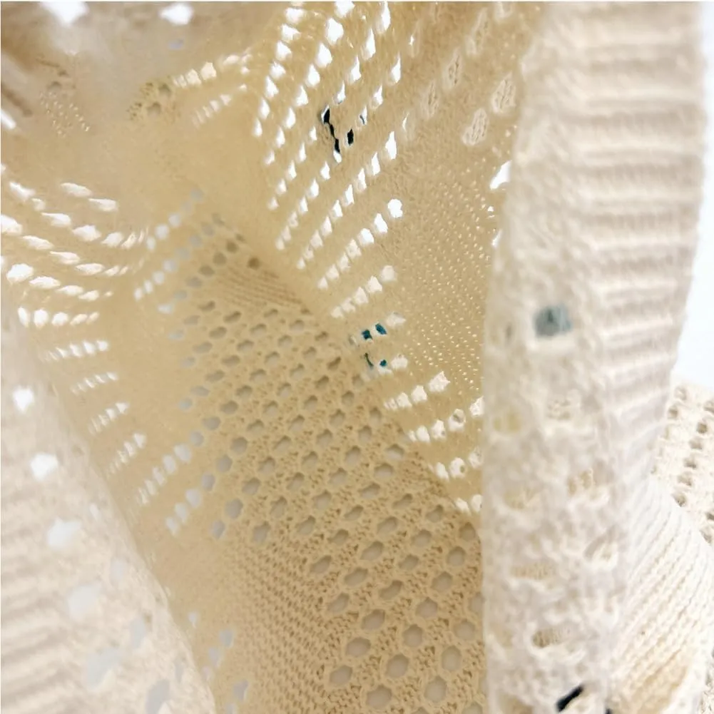 Bohemian Crochet Beach Bag Women 2025 Summer Knit Hobo Purse Shoulder Bag with Colored Beads Casual Tote Handbags