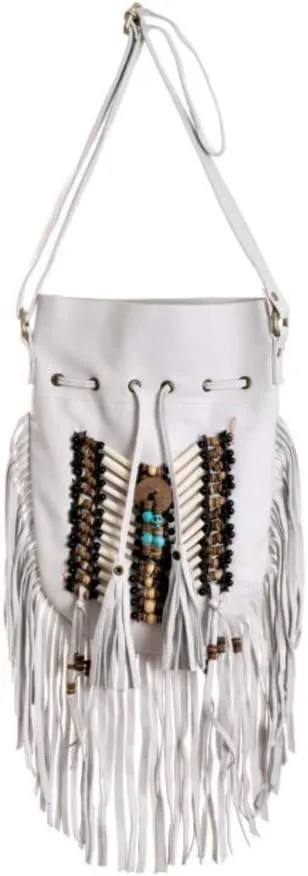 Boho Bag Round S | Real Leather | Fringe Purse | Bohemian Bags