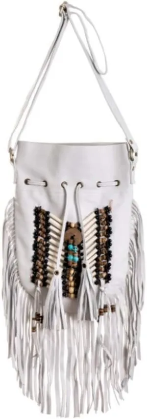 Boho Bag Round S | Real Leather | Fringe Purse | Bohemian Bags