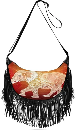 Boho Elephant Crossbody Bags Fringe Purse Hobo Bags Handbags for Lady Women Work Gifts
