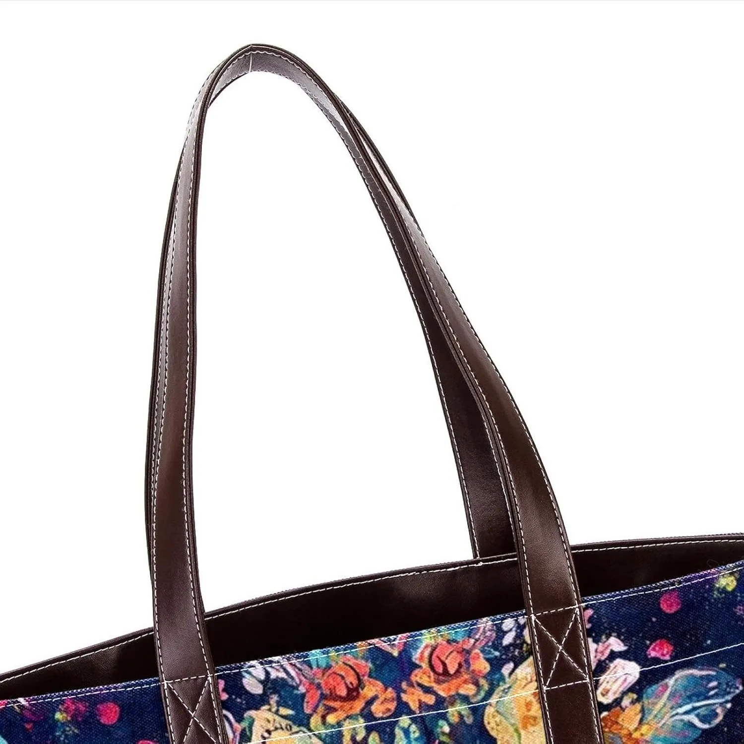 Boho Floral-34 Tote Bags Durable Leather Canvas Purses and Handbags for Women Top Handle Shoulder Satchel Hobo Bags