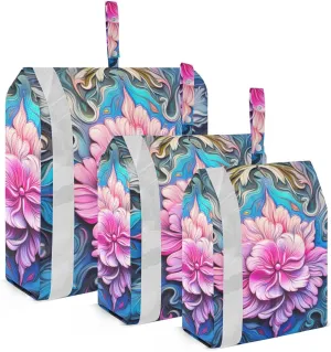 Boho Mandala Lotus Packing Cubes Set of 3, Lightweight Travel Luggage Organizers Foldable Bags for Easy Packing and Organization