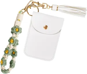 Boho Wristlet Keychain Wristlet Wallet for Women Macrame Wrist Lanyard Flower Keychain