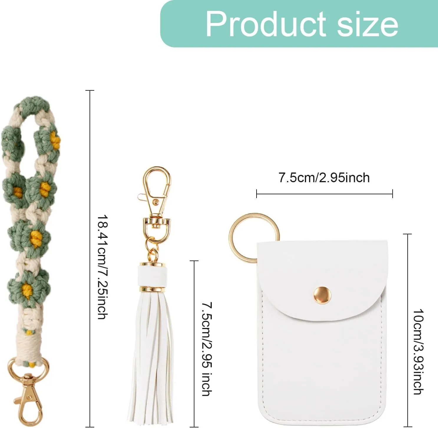 Boho Wristlet Keychain Wristlet Wallet for Women Macrame Wrist Lanyard Flower Keychain