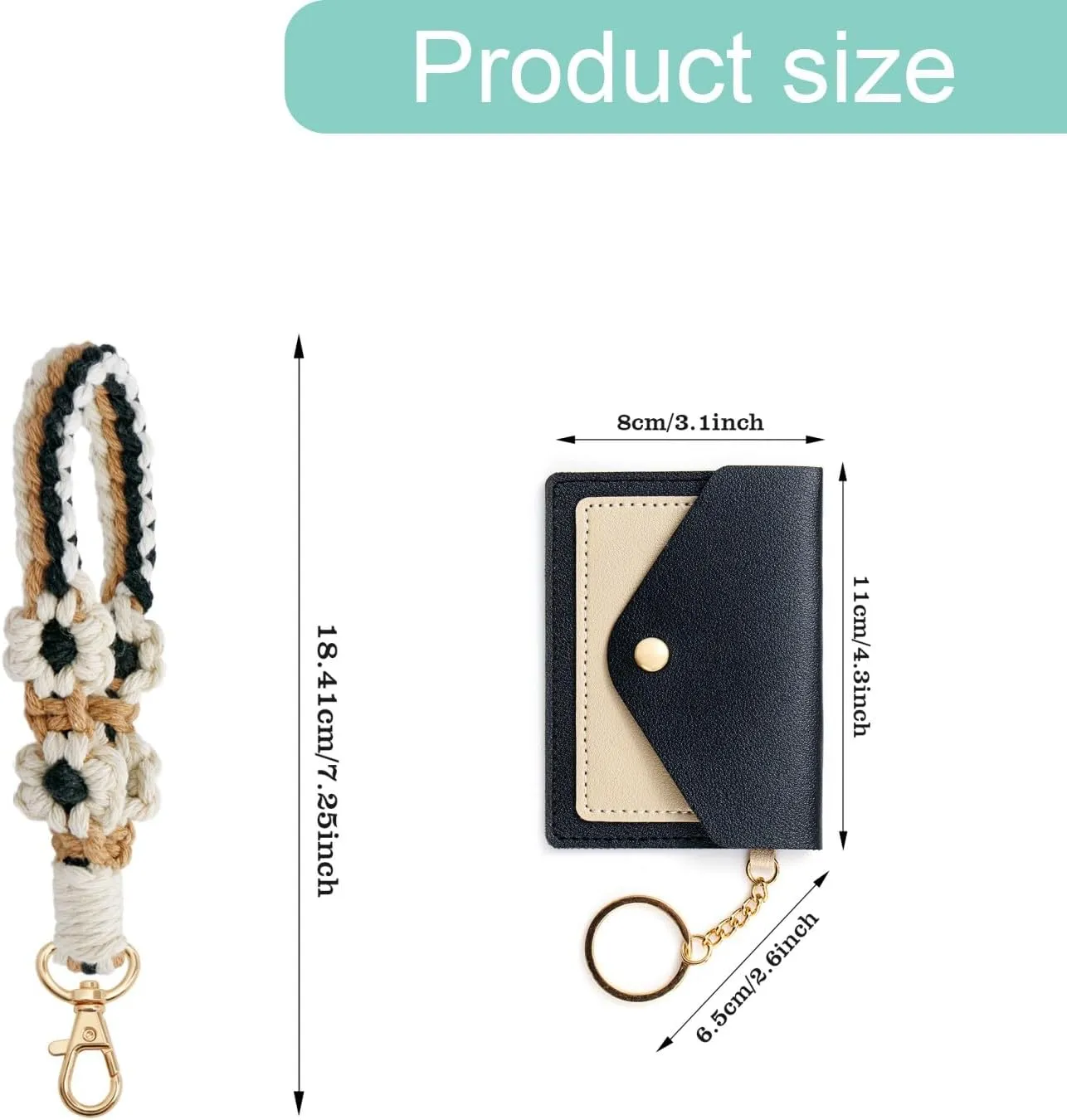 Boho Wristlet Keychain Wristlet Wallet for Women Macrame Wrist Lanyard Flower Keychain