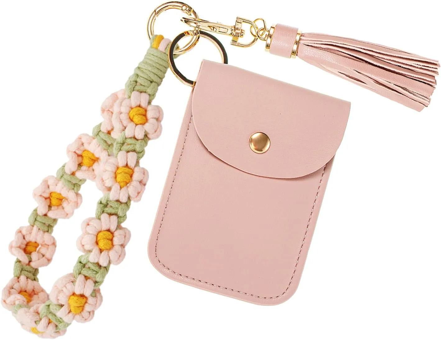 Boho Wristlet Keychain Wristlet Wallet for Women Macrame Wrist Lanyard Flower Keychain