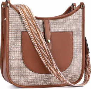 BOSTANTEN Crossbody Bags for Women Trendy Vegan Leather Hobo Handbags Fashion Shoulder Purse with Adjustable Guitar Strap