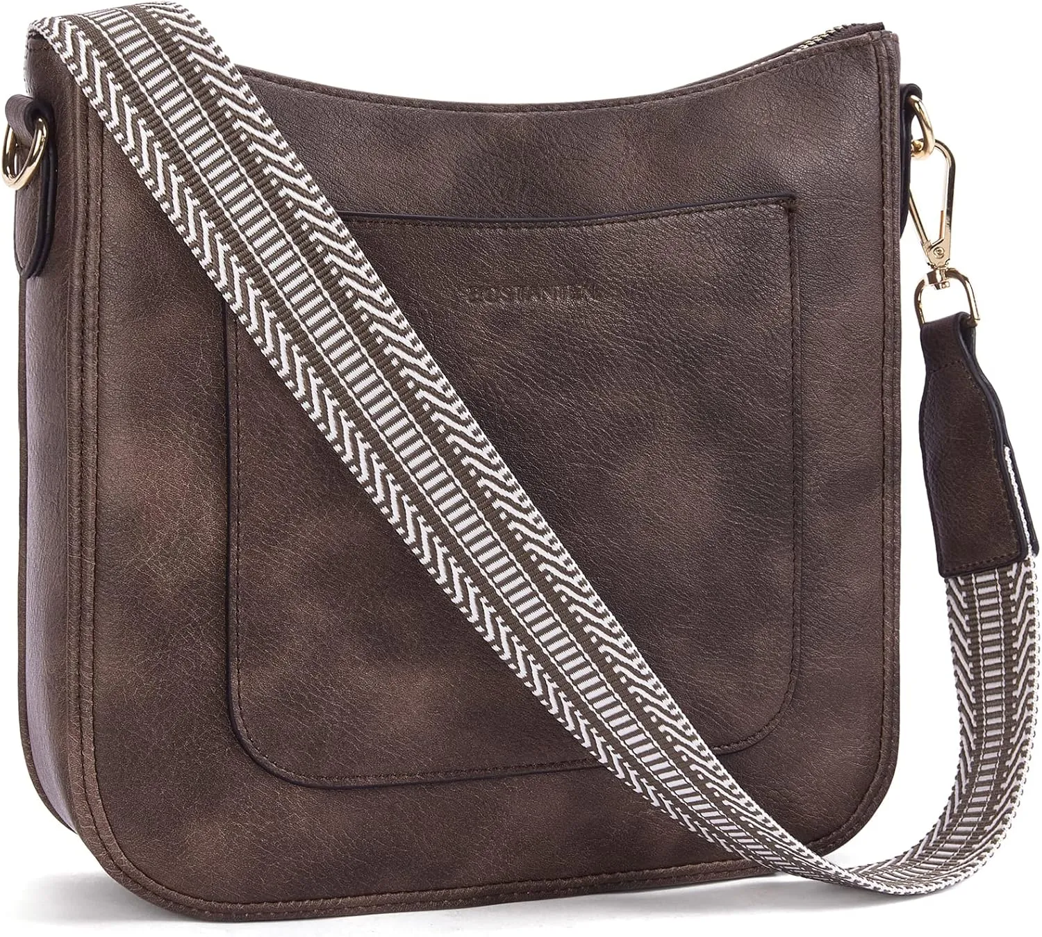 BOSTANTEN Crossbody Bags for Women Trendy Vegan Leather Hobo Handbags Fashion Shoulder Purse with Adjustable Guitar Strap