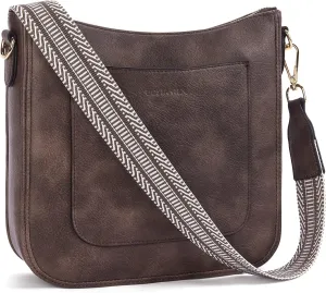 BOSTANTEN Crossbody Bags for Women Trendy Vegan Leather Hobo Handbags Fashion Shoulder Purse with Adjustable Guitar Strap