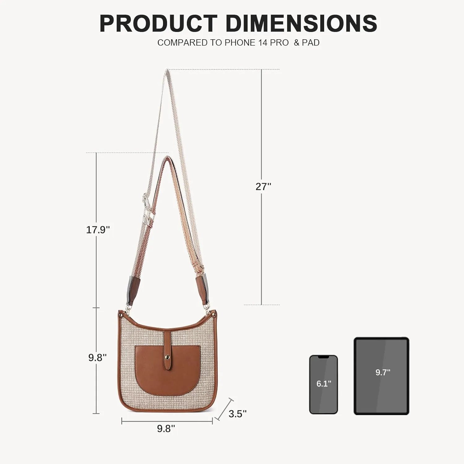 BOSTANTEN Crossbody Bags for Women Trendy Vegan Leather Hobo Handbags Fashion Shoulder Purse with Adjustable Guitar Strap