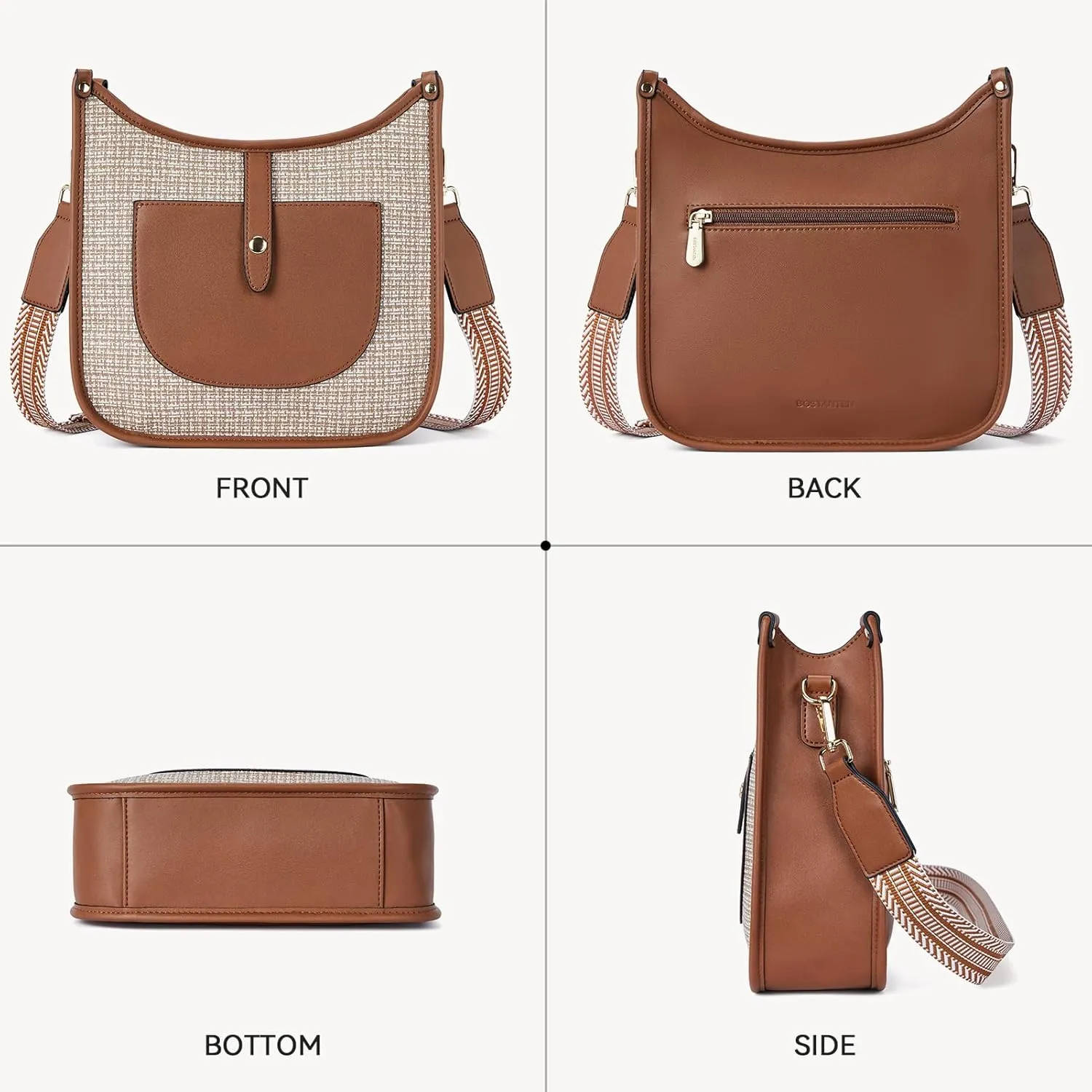 BOSTANTEN Crossbody Bags for Women Trendy Vegan Leather Hobo Handbags Fashion Shoulder Purse with Adjustable Guitar Strap