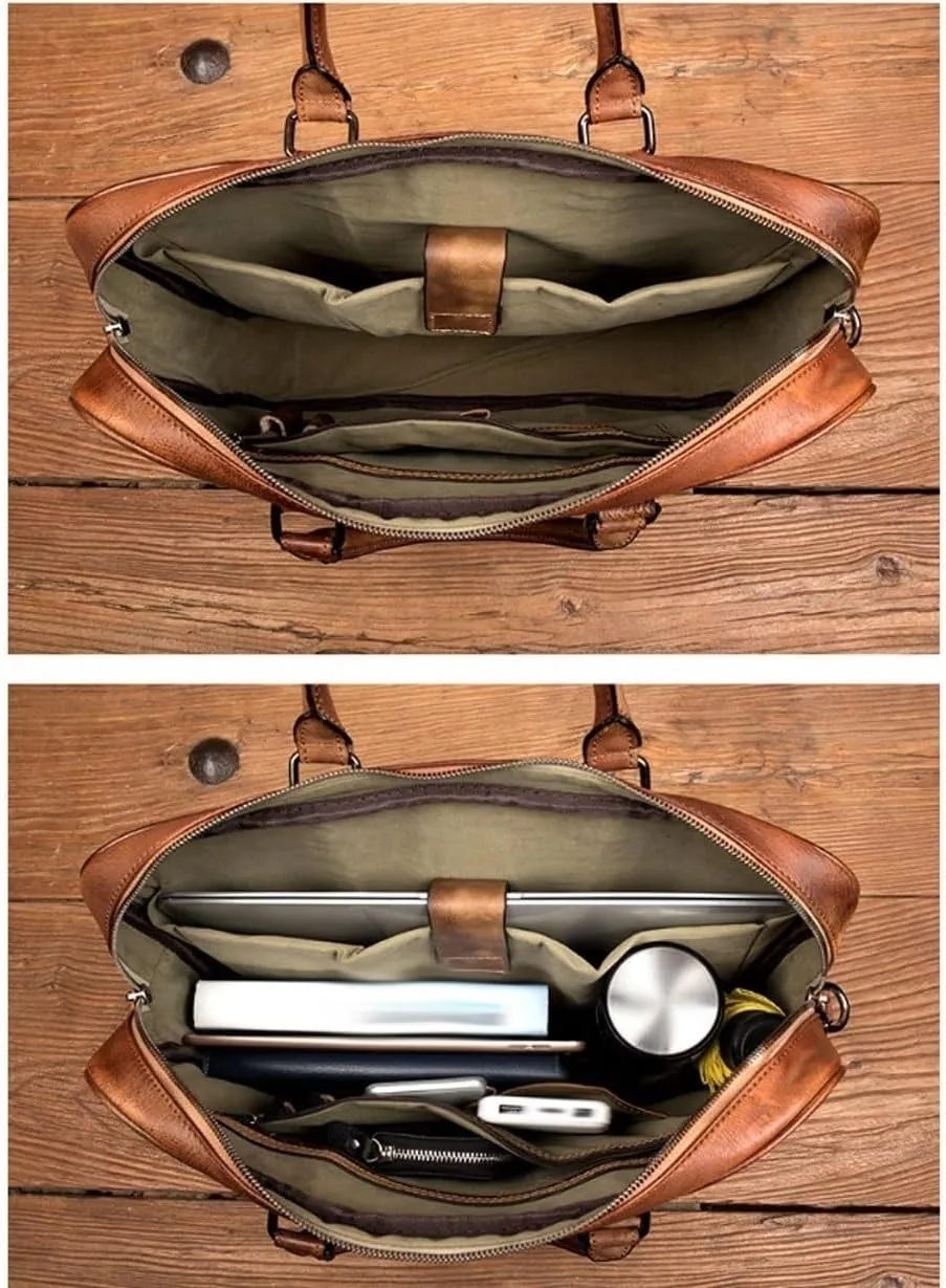 Briefcases Men's Genuine Leather Large Messenger Shoulder Bags Laptop Bags Casual Daypacks Handbags