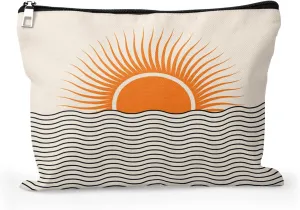 Cafl Sunrise Horizon Makeup Bag Large sunset Sea Cosmetic Bag Essentials Travel Jewelry Skincare Zipper For Women-108 inch