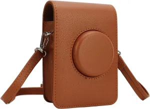 Camera Bag Retro Camera Pouch Case PU Leather Adjustable Strap Soft Liner Camera Case for Mini Photography (Brown)