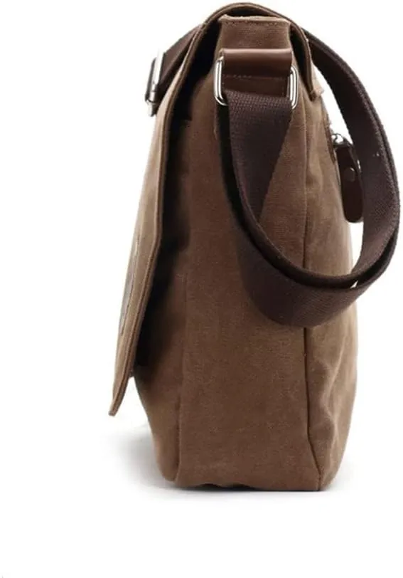 Canvas Leather Crossbody Bag Men Messenger Bags Shoulder Bag Casual Travel school Bags