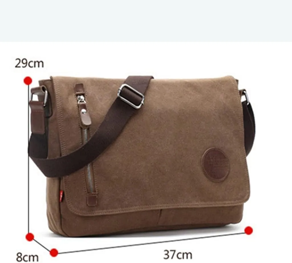 Canvas Leather Crossbody Bag Men Messenger Bags Shoulder Bag Casual Travel school Bags
