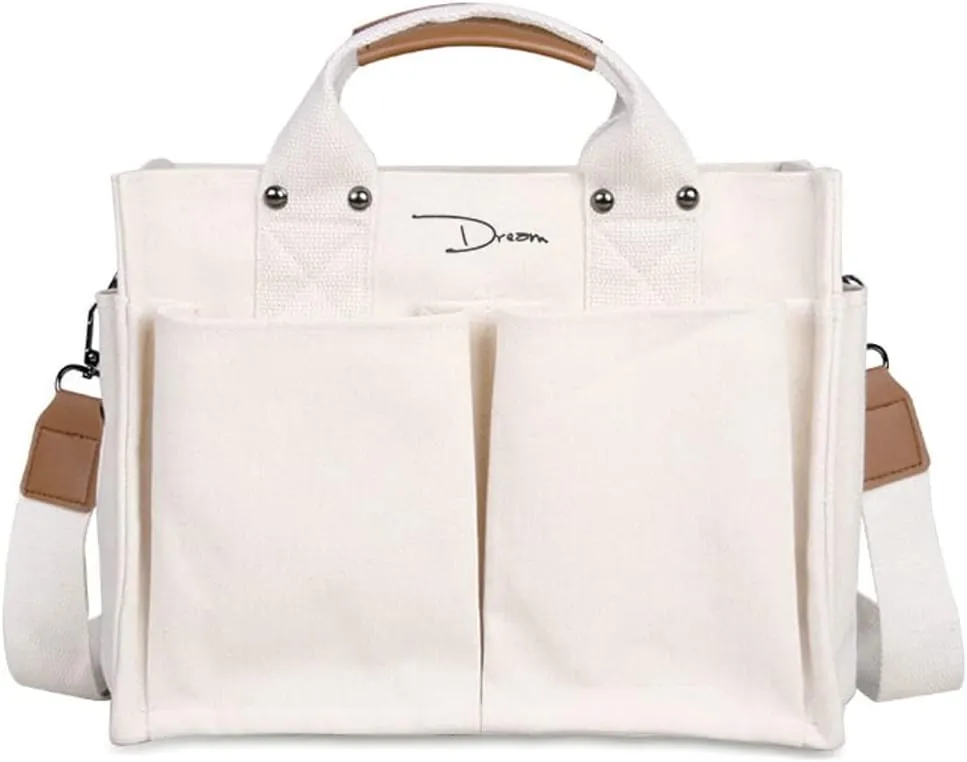 Canvas Tote Bags for Women Large Shoulder Bags Handbags Purse Big Satchel Purses Multi-pocket Handbags Casual Work Bags