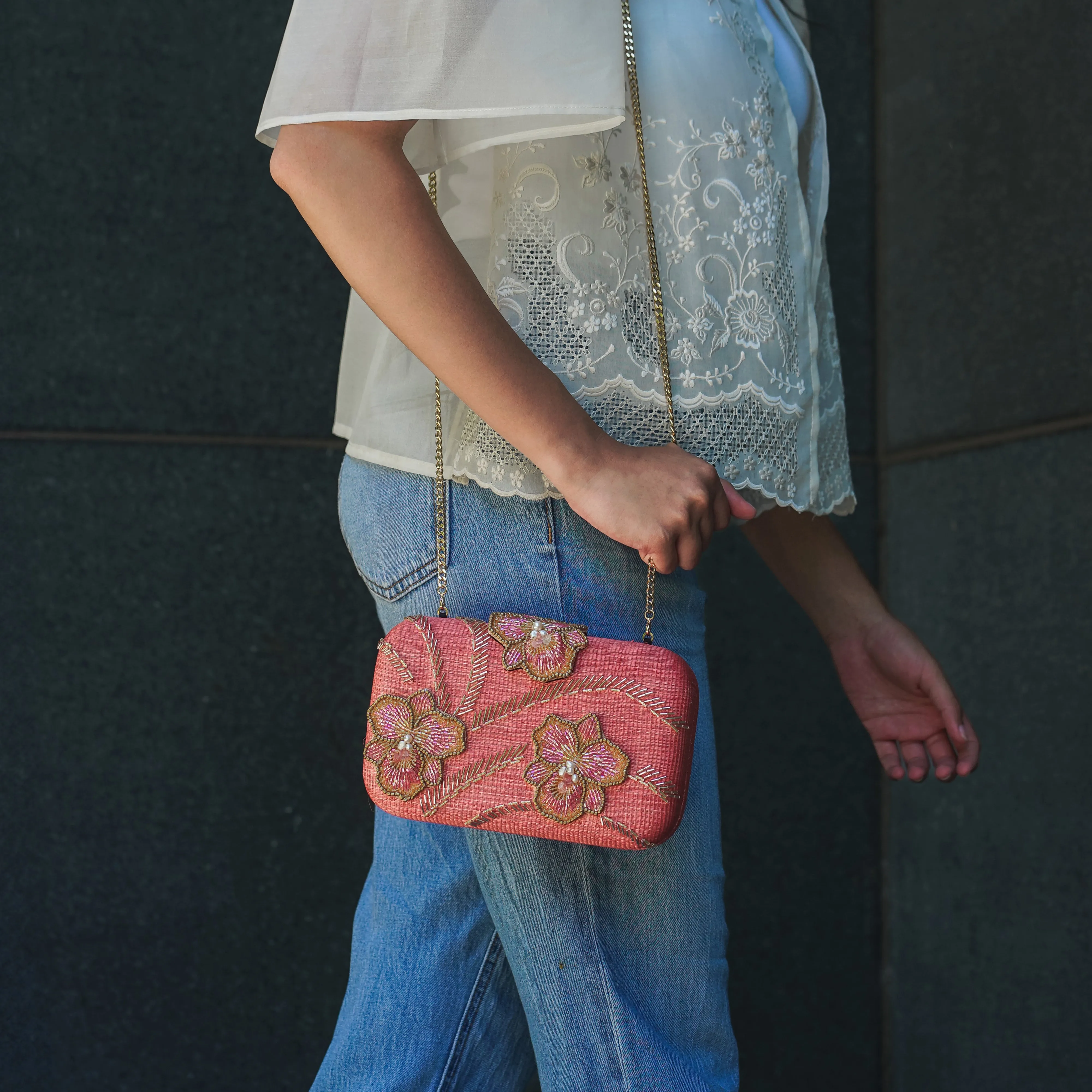 Cattleya Tnalak Clutch Bag w/ Strap