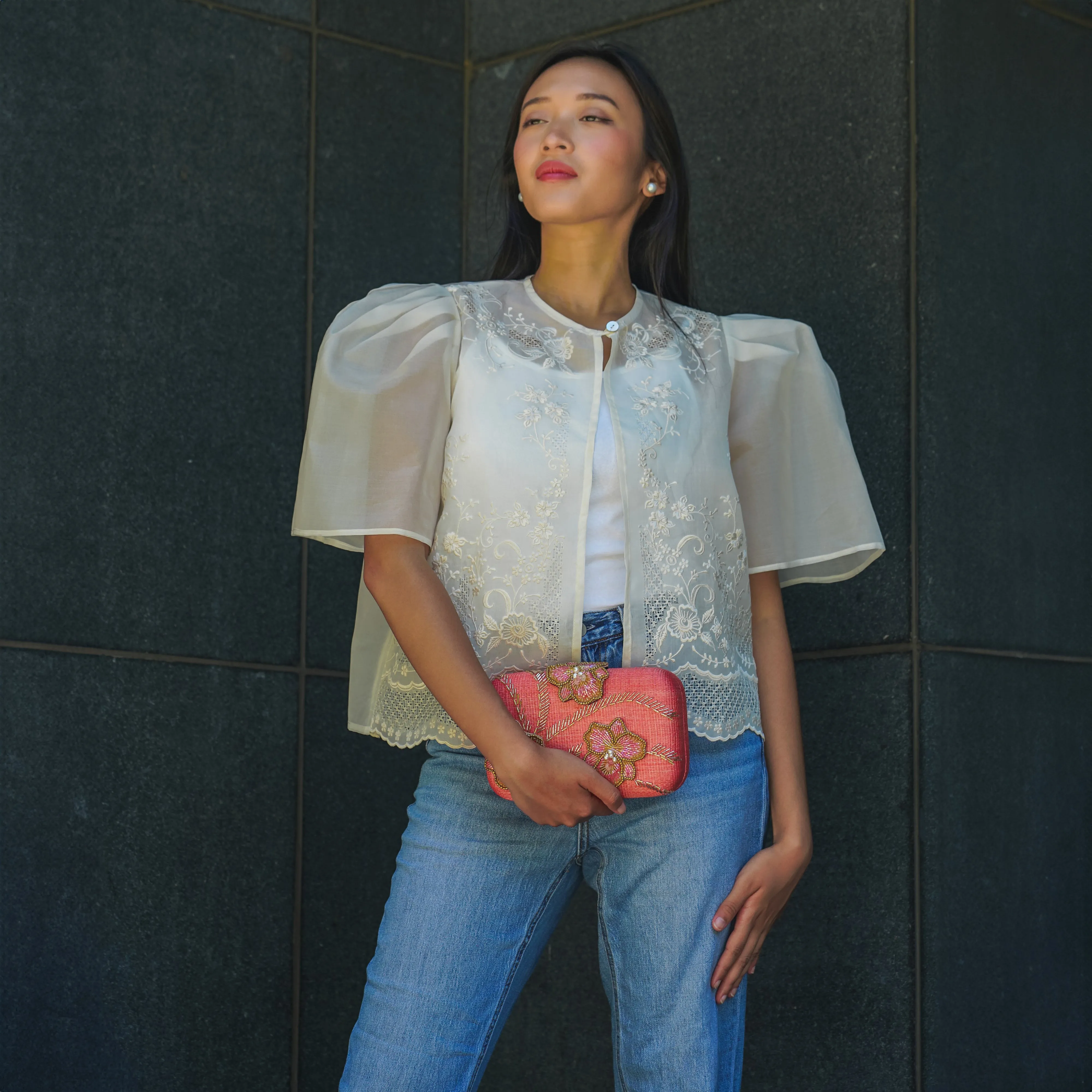 Cattleya Tnalak Clutch Bag w/ Strap