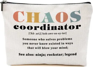 Chaos Coordinator Makeup Bag - Office Gifts Supplies for Women, Boss Day Birthday Graduation Thank You Gifts for Female Boss Lady Teacher Coworker Cosmetic Bag