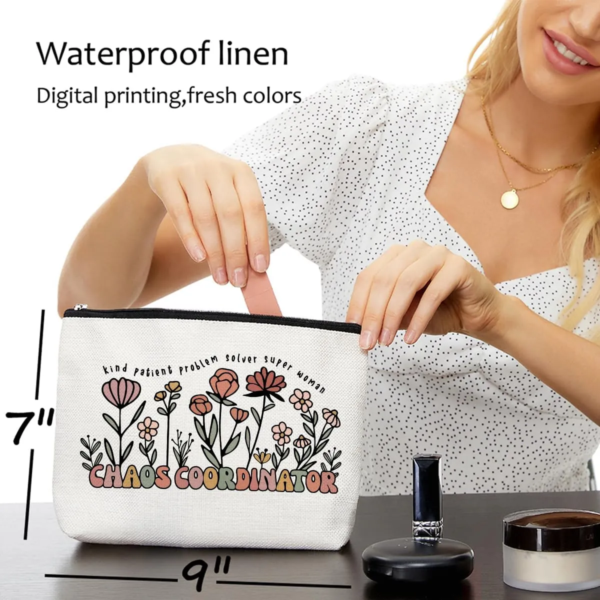 Chaos Coordinator Makeup Bag - Office Gifts Supplies for Women, Boss Day Birthday Graduation Thank You Gifts for Female Teacher Colleagues Coworker Cosmetic Bag