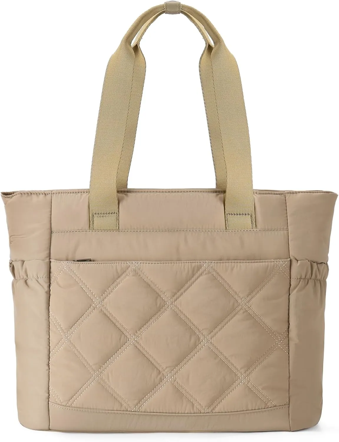 Chase Chic Tote Bag for Women, Large Quilted Puffer Work Bag Puffy Shoulder Handbags Purse with Laptop Compartment