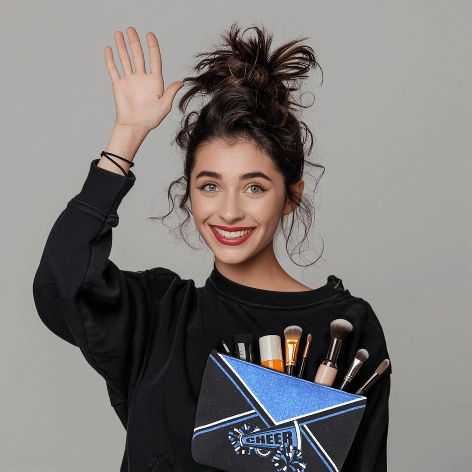 Cheer Makeup Bag - Blue - Canvas - Stain Resistant - Lightweight - Travel - Women