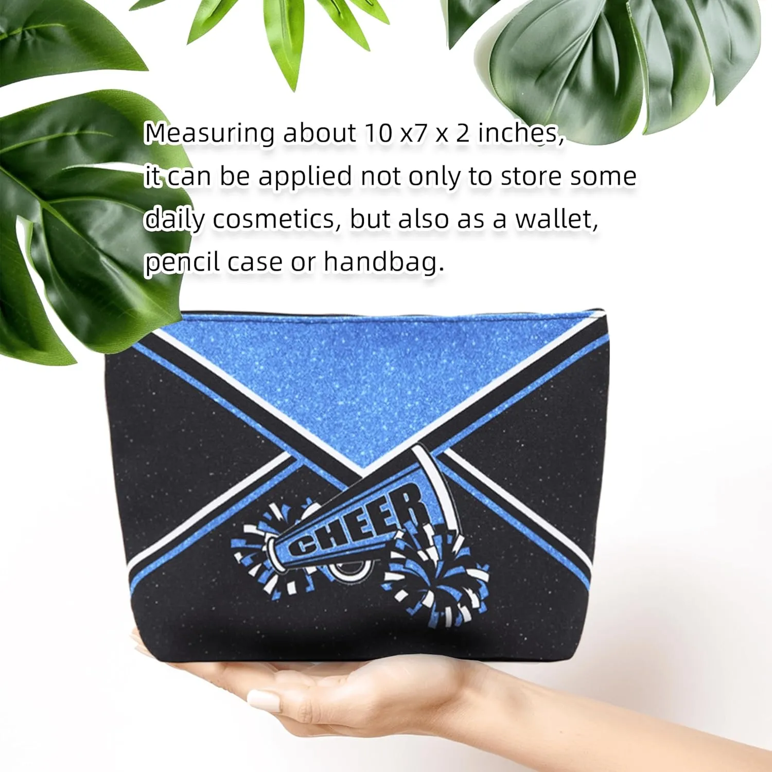 Cheer Makeup Bag - Blue - Canvas - Stain Resistant - Lightweight - Travel - Women