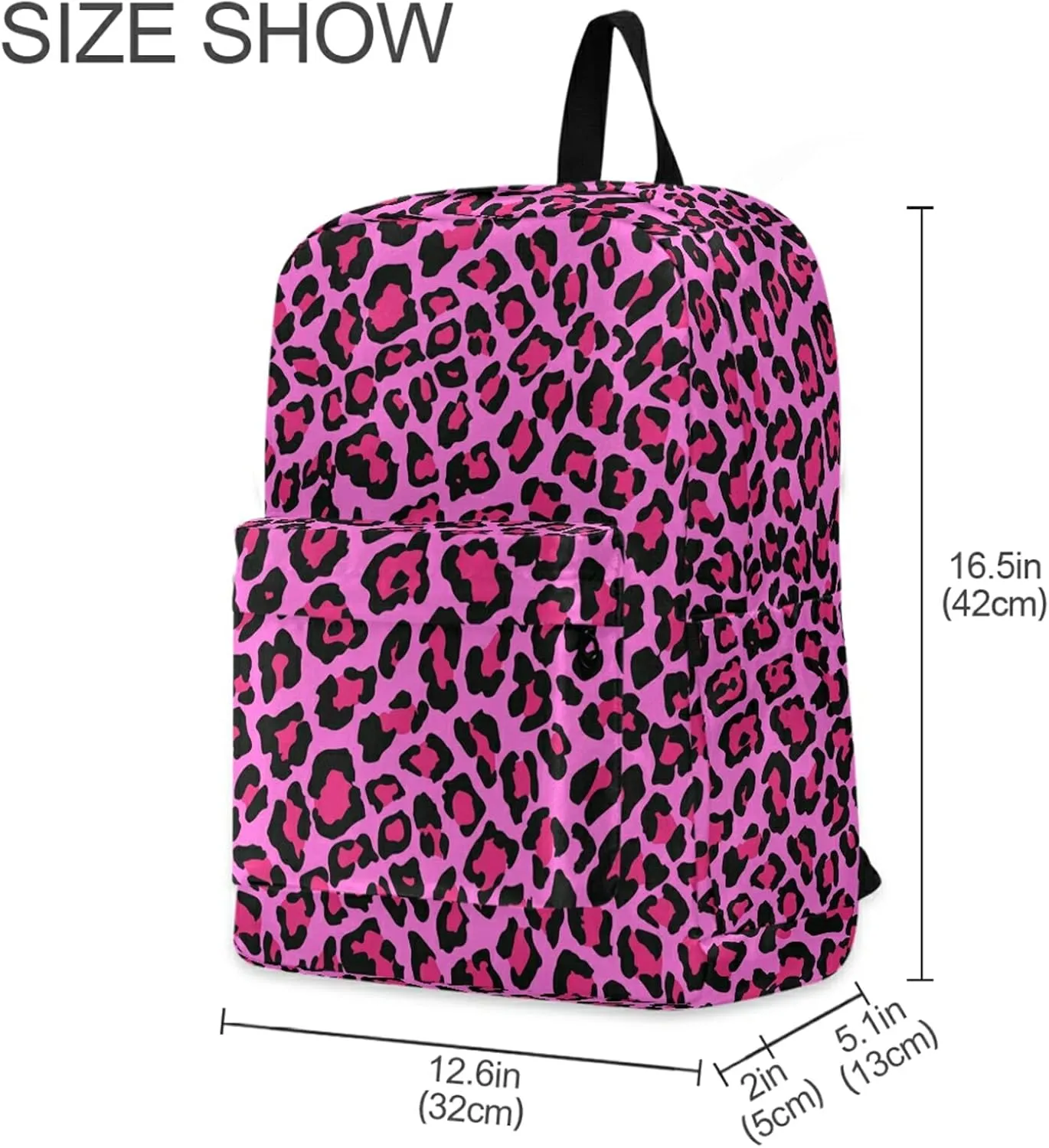 Chic Pink Leopard Casual Polyester Laptop Backpack Large Daypack for Business Sport Travel School Bookbags