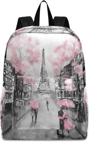 Chic Romantic Paris Eiffel Tower Large Travel Laptop Backpack Durable Computer Bag for Men Women School Bookbag Work