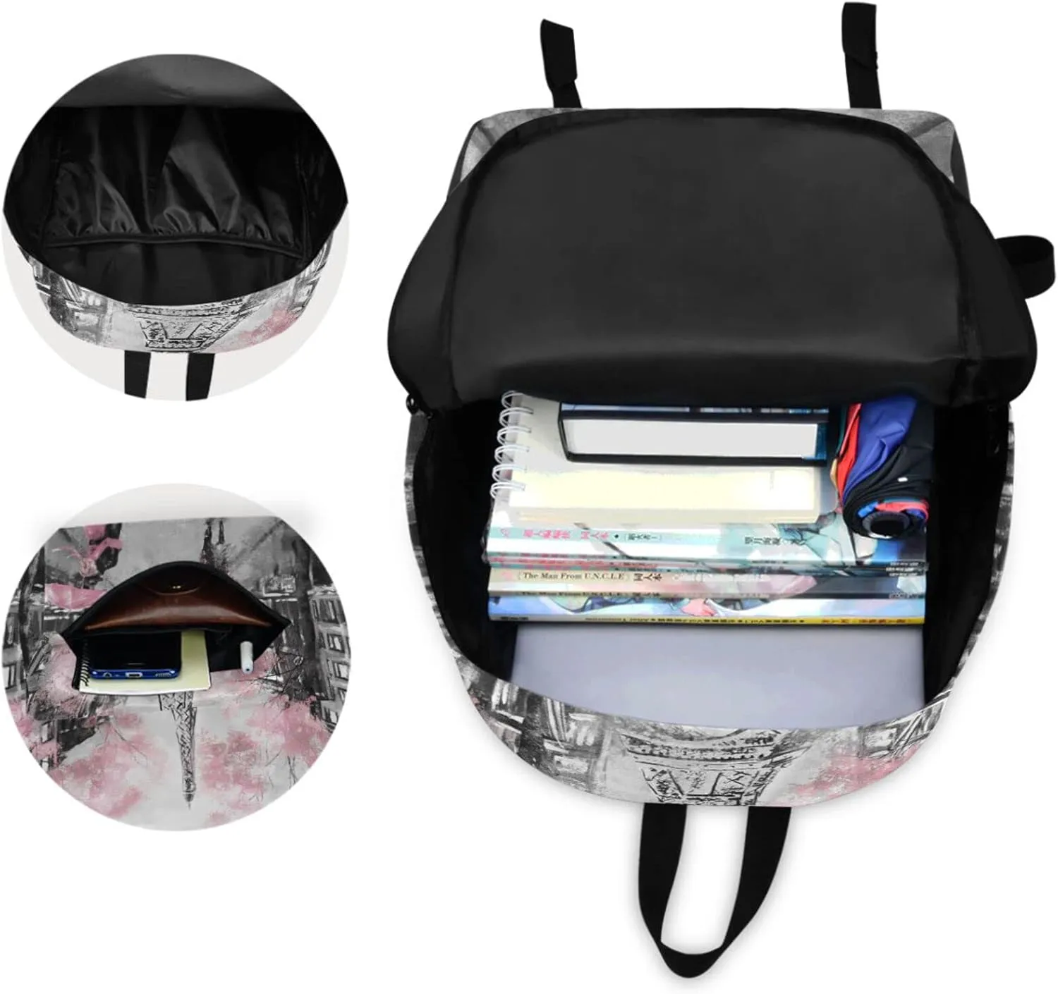 Chic Romantic Paris Eiffel Tower Large Travel Laptop Backpack Durable Computer Bag for Men Women School Bookbag Work