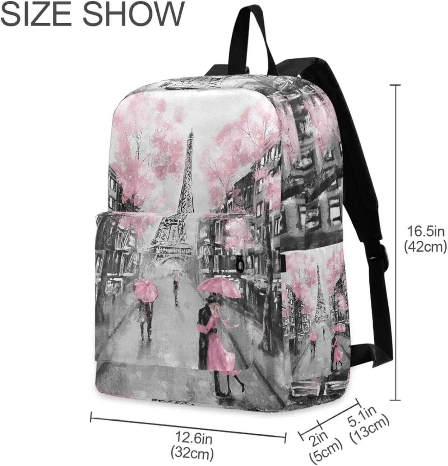 Chic Romantic Paris Eiffel Tower Large Travel Laptop Backpack Durable Computer Bag for Men Women School Bookbag Work