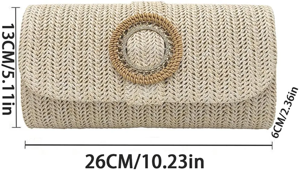 Chic Straw Clutch Purses for Women Evening Bag Formal Clutch Handbags Summer Straw Beach Bag Dressy Purse for Party Wedding