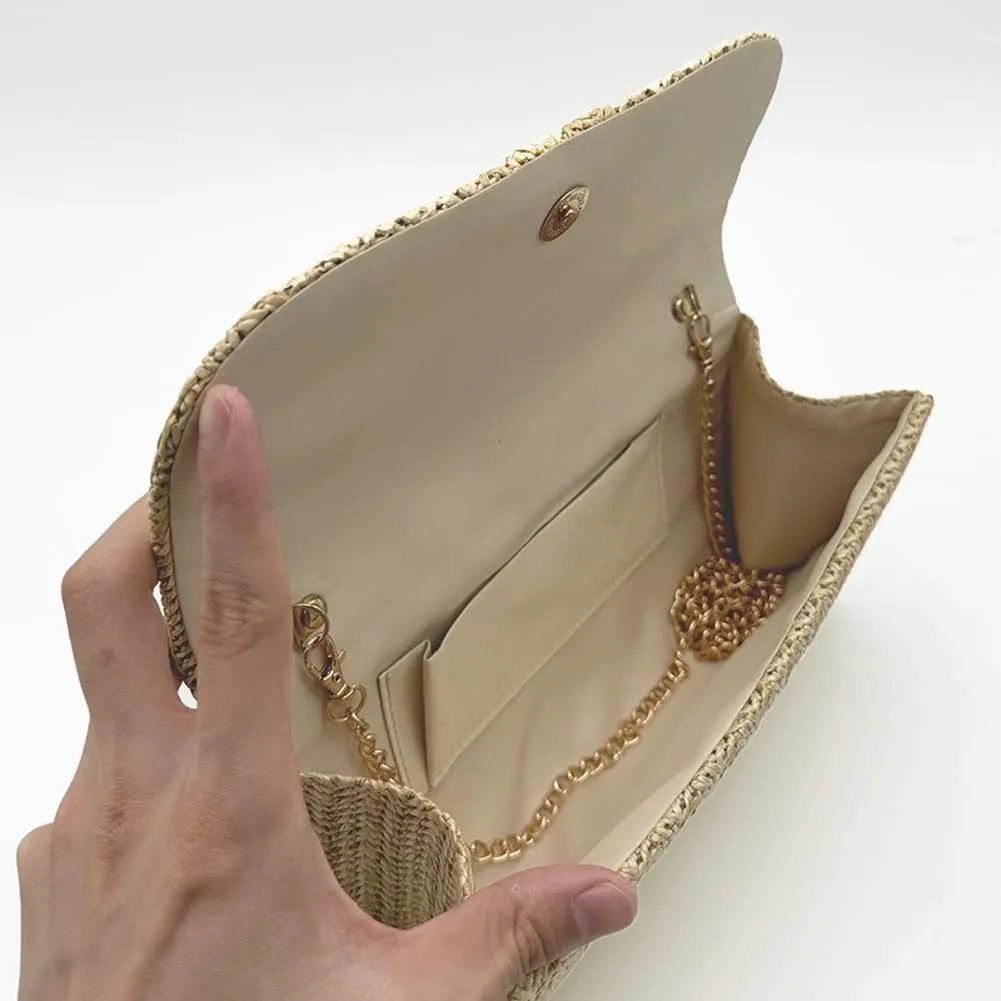 Chic Straw Clutch Purses for Women Evening Bag Formal Clutch Handbags Summer Straw Beach Bag Dressy Purse for Party Wedding