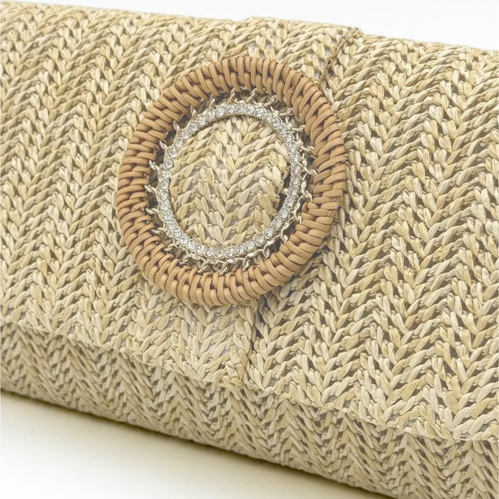 Chic Straw Clutch Purses for Women Evening Bag Formal Clutch Handbags Summer Straw Beach Bag Dressy Purse for Party Wedding