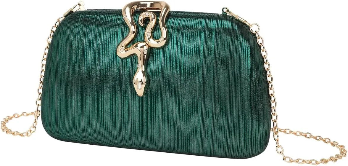 Clutch Purses for Women Formal Snake Buckle Sparkly Evening Handbag Chic Evening Clutch Bag for Prom Wedding Party
