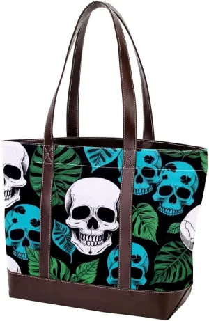 Colored Leaves-481 Tote Bags Durable Leather Canvas Purses and Handbags for Women Top Handle Shoulder Satchel Hobo Bags
