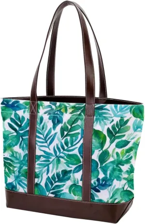 Colored Leaves-490 Tote Bags Durable Leather Canvas Purses and Handbags for Women Top Handle Shoulder Satchel Hobo Bags