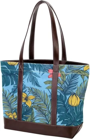 Colored Leaves-514 Tote Bags Durable Leather Canvas Purses and Handbags for Women Top Handle Shoulder Satchel Hobo Bags