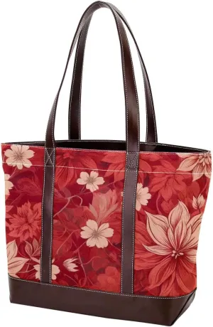 Colored Leaves-736 Tote Bags Durable Leather Canvas Purses and Handbags for Women Top Handle Shoulder Satchel Hobo Bags
