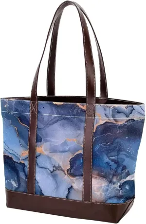 Colored Marble-1408 Tote Bags Durable Leather Canvas Purses and Handbags for Women Top Handle Shoulder Satchel Hobo Bags