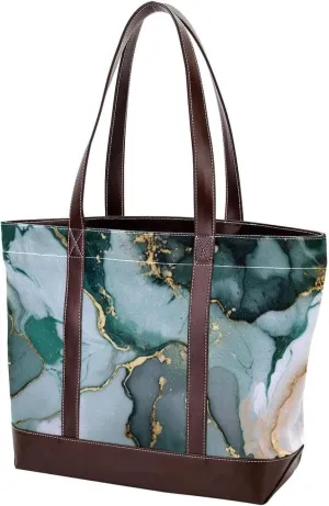 Colored Marble-1450 Tote Bags Durable Leather Canvas Purses and Handbags for Women Top Handle Shoulder Satchel Hobo Bags