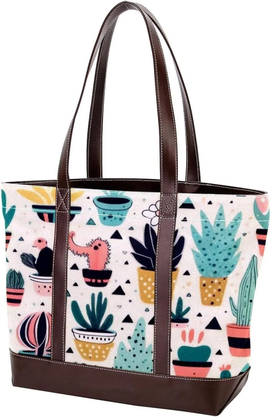 Colorful Cactus-418 Tote Bags Durable Leather Canvas Purses and Handbags for Women Top Handle Shoulder Satchel Hobo Bags